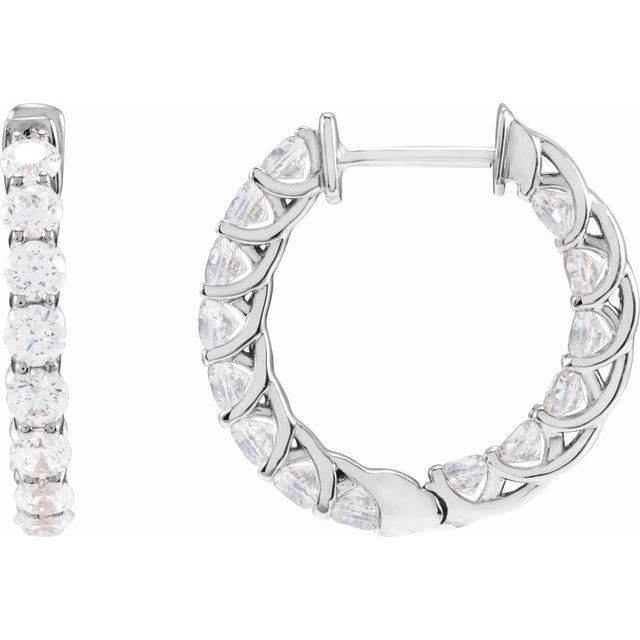 14K Yellow 2 1/5 CTW Lab-Grown Diamond Inside-Outside  Hoop Earrings