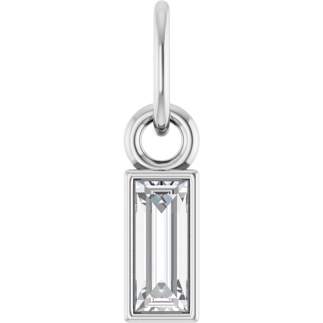 14K White 1/10 CT Lab-Grown Diamond Bezel-Set Pendant