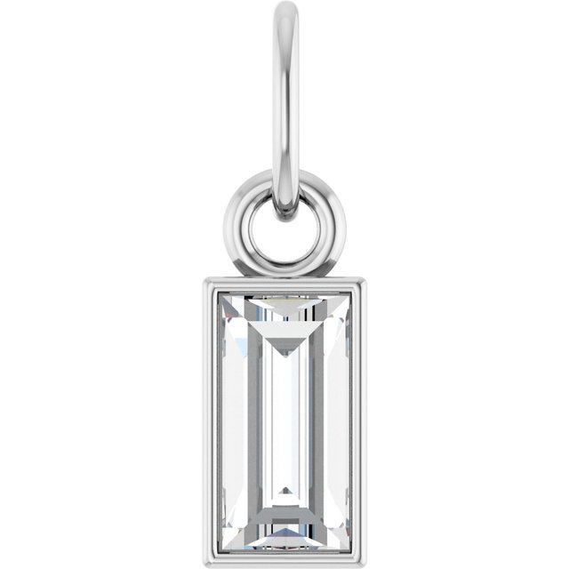 14K White 1/10 CT Lab-Grown Diamond Bezel-Set Pendant
