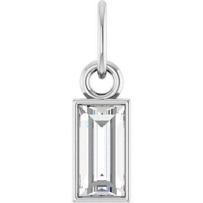 14K White 1/10 CT Lab-Grown Diamond Bezel-Set Pendant