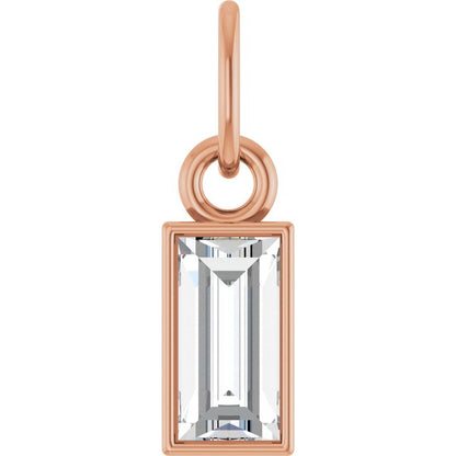 14K White 1/10 CT Lab-Grown Diamond Bezel-Set Pendant