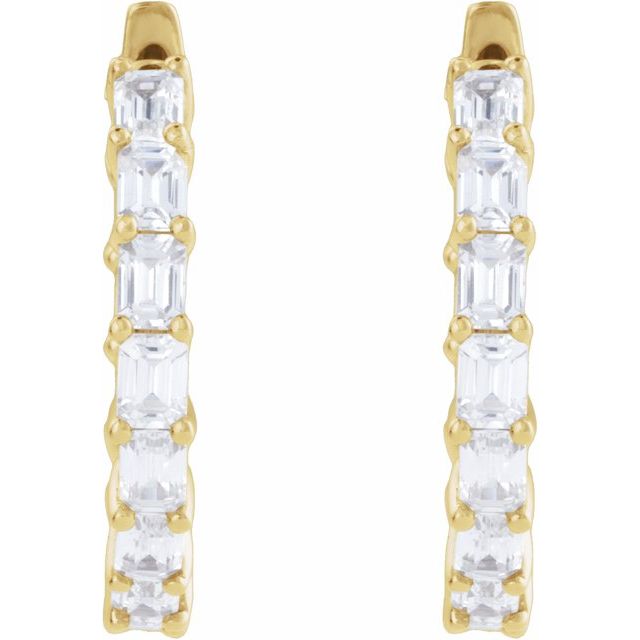 14K Yellow 3 CTW Lab-Grown Diamond Inside-Outside  Hoop Earrings