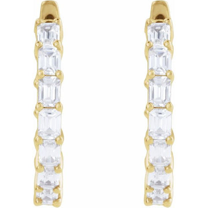 14K Yellow 3 CTW Lab-Grown Diamond Inside-Outside  Hoop Earrings