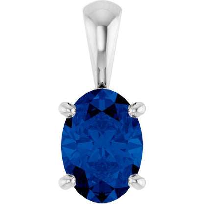 14K Yellow Lab-Grown Blue Sapphire Pendant