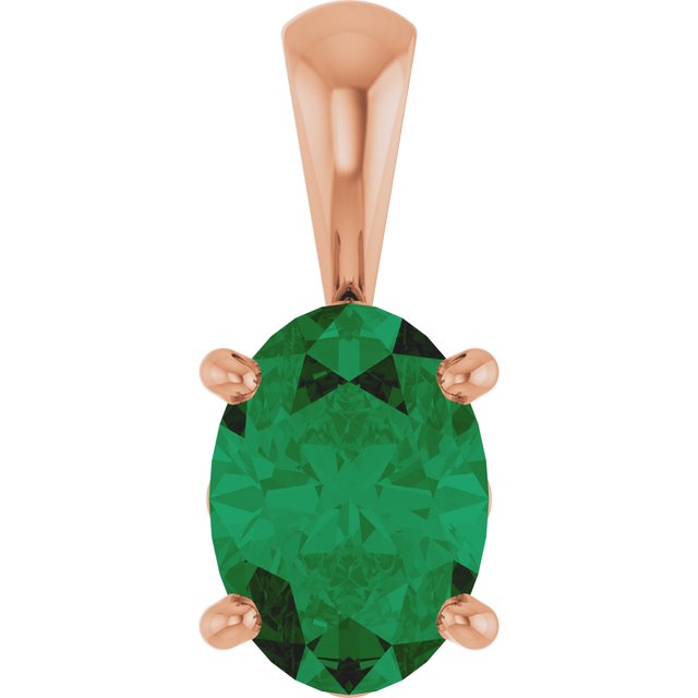 14K Rose Lab-Grown Emerald Pendant
