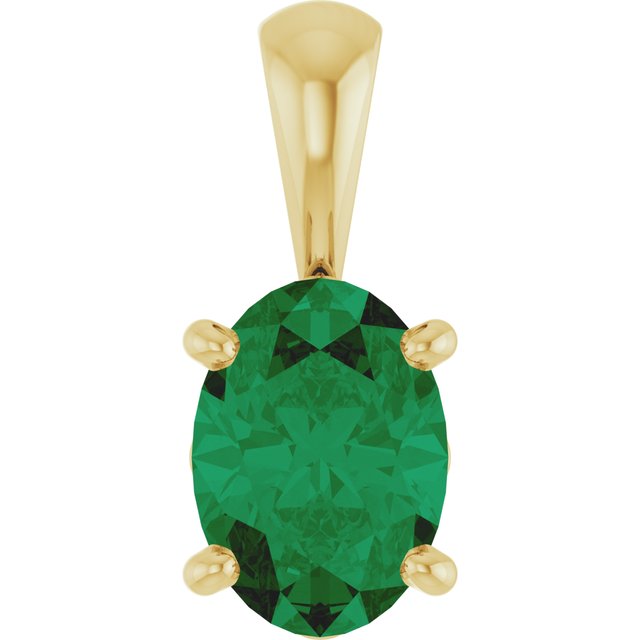 14K Rose Lab-Grown Emerald Pendant