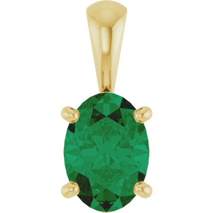 14K Rose Lab-Grown Emerald Pendant