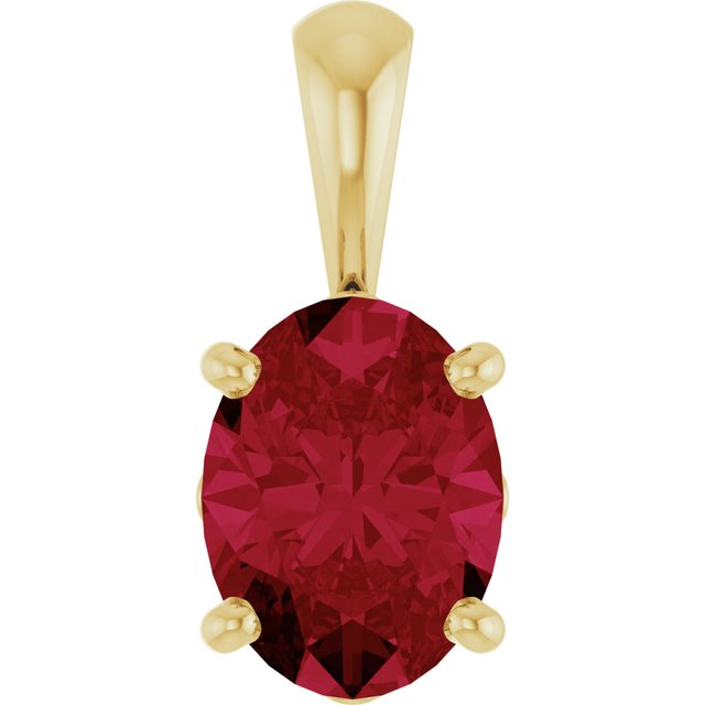 14K White Lab-Grown Ruby Pendant