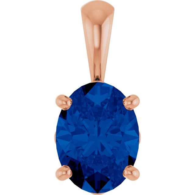14K Yellow Lab-Grown Blue Sapphire Pendant