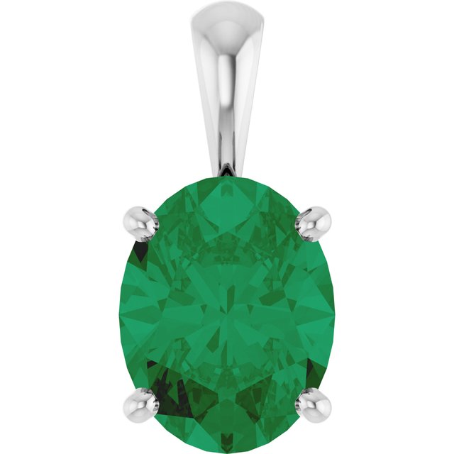 14K Rose Lab-Grown Emerald Pendant