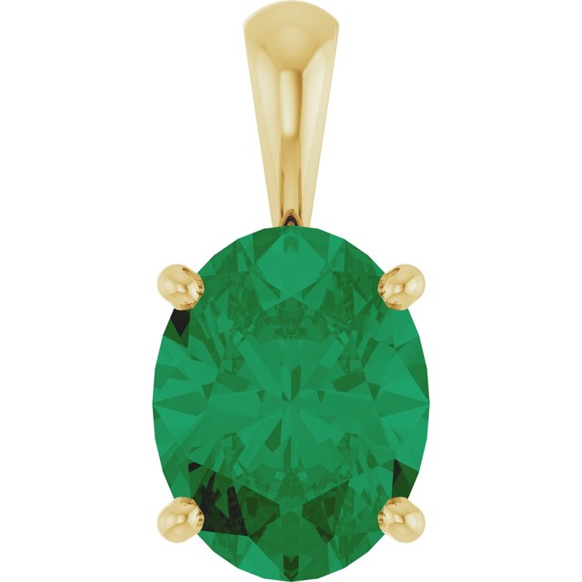14K Rose Lab-Grown Emerald Pendant