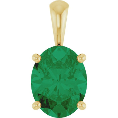14K Rose Lab-Grown Emerald Pendant