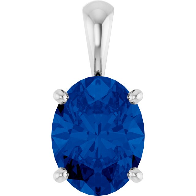 14K Yellow Lab-Grown Blue Sapphire Pendant