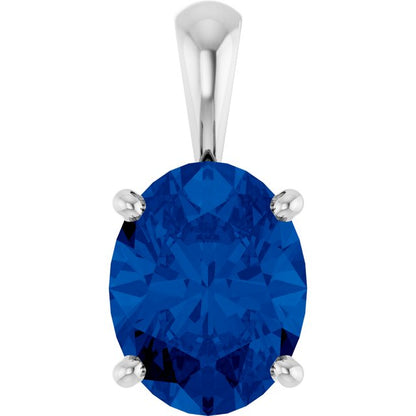 14K Yellow Lab-Grown Blue Sapphire Pendant