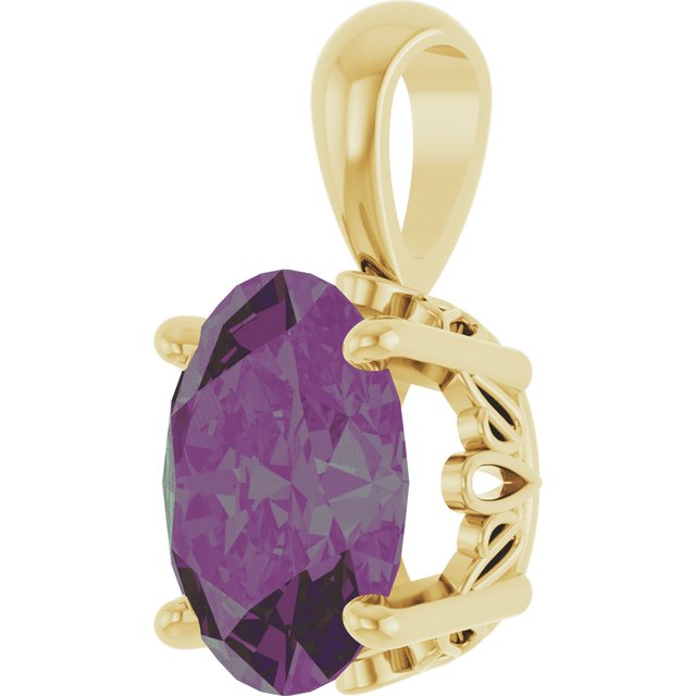 14K Yellow Lab-Grown Alexandrite Pendant