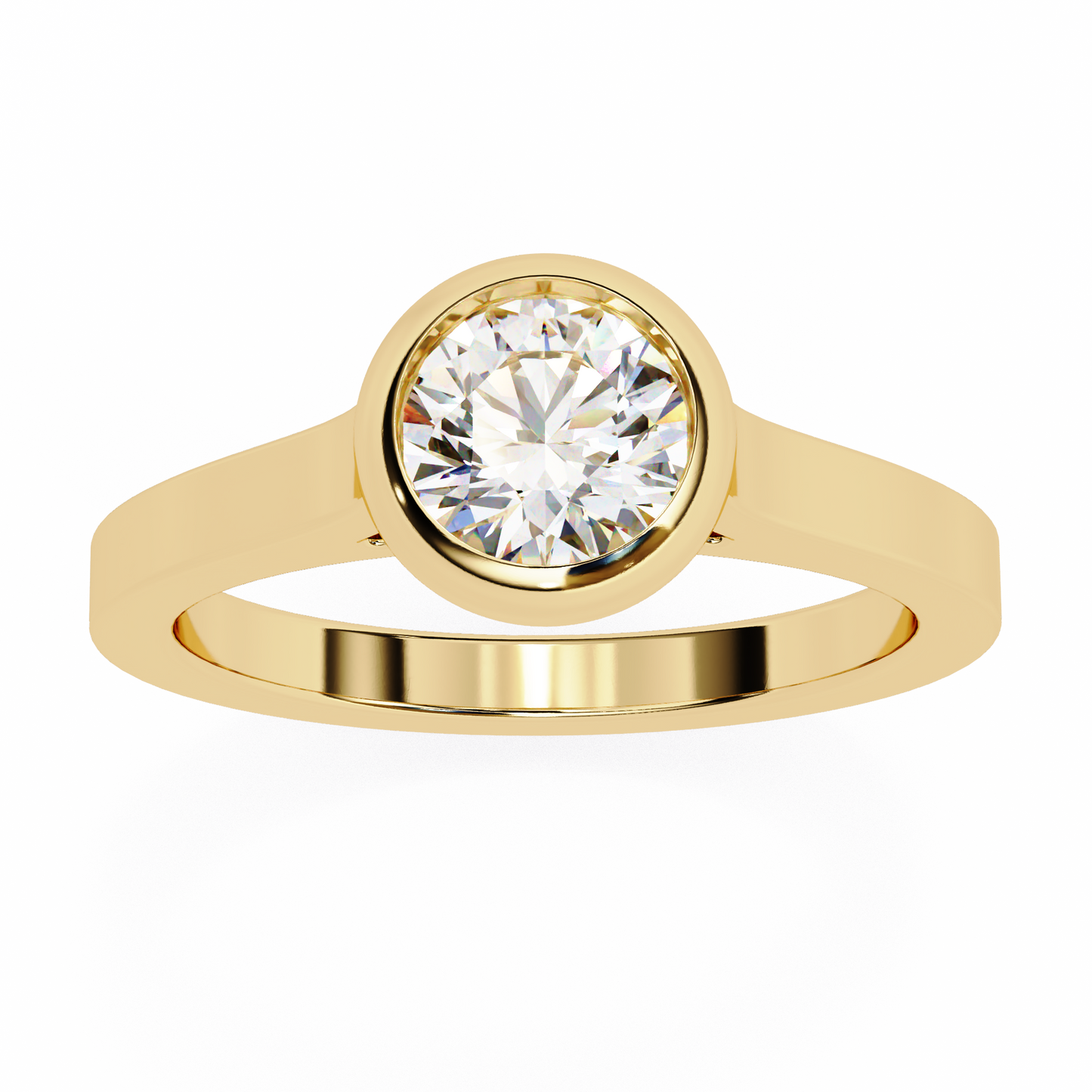 Round Cut Lab Diamond Bezel Set Dainty Solitaire Ring