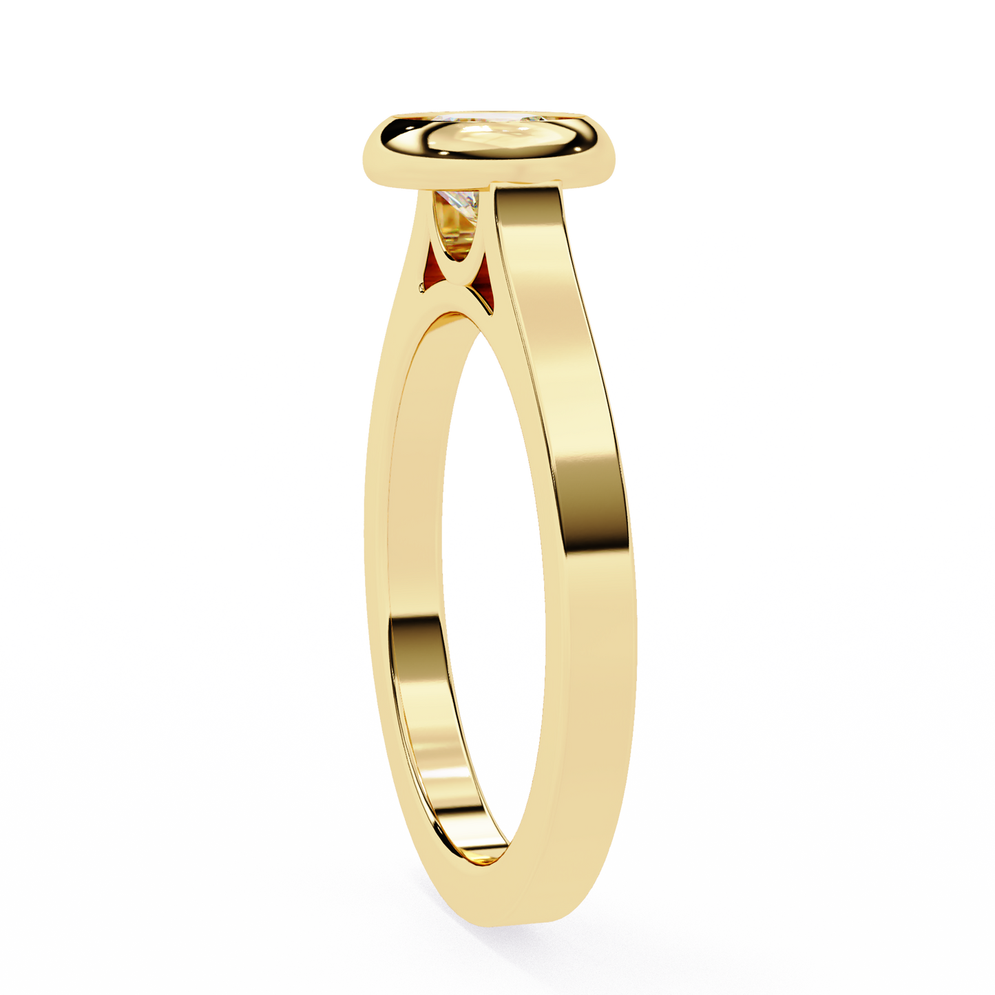 Round Cut Lab Diamond Bezel Set Dainty Solitaire Ring