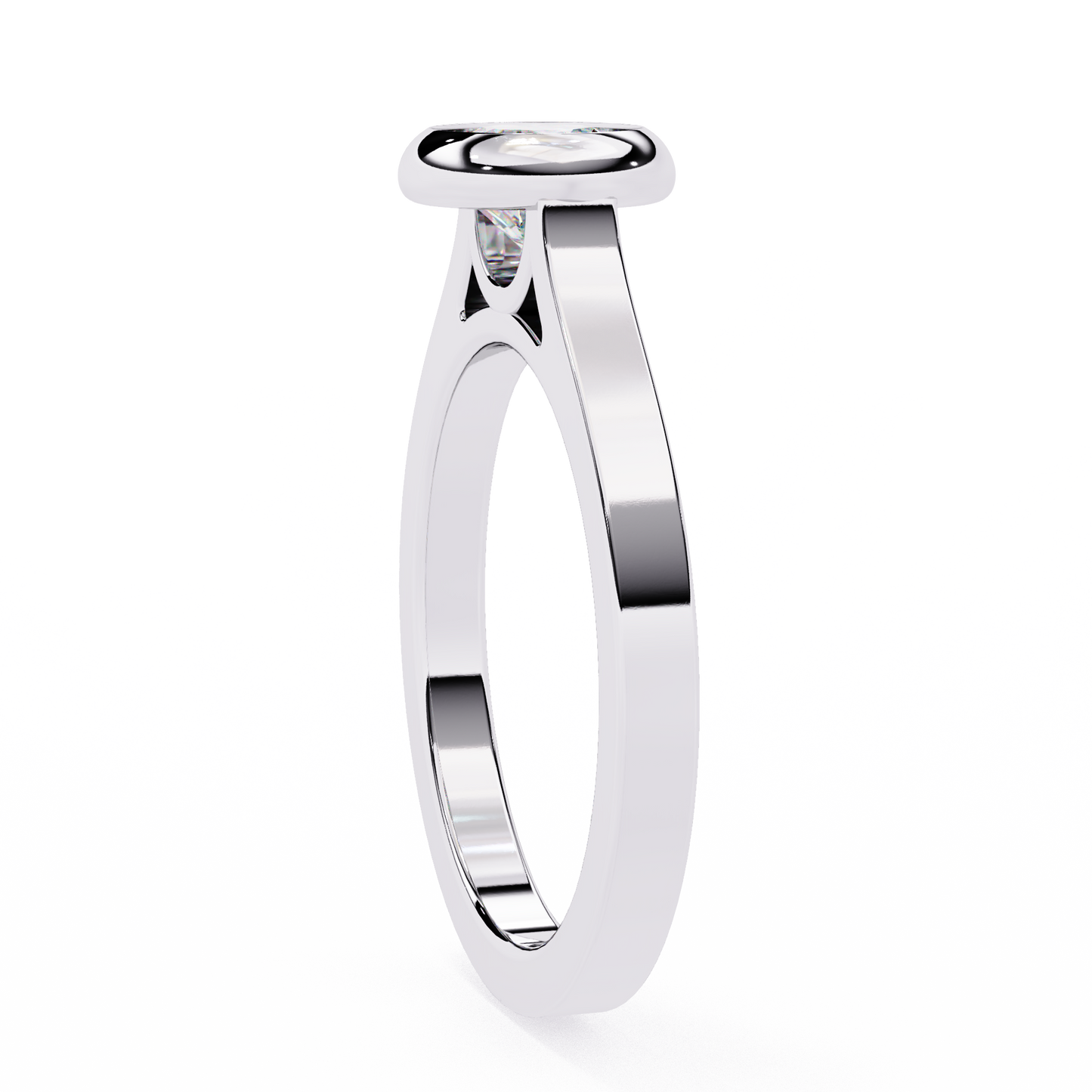 Round Cut Lab Diamond Bezel Set Dainty Solitaire Ring