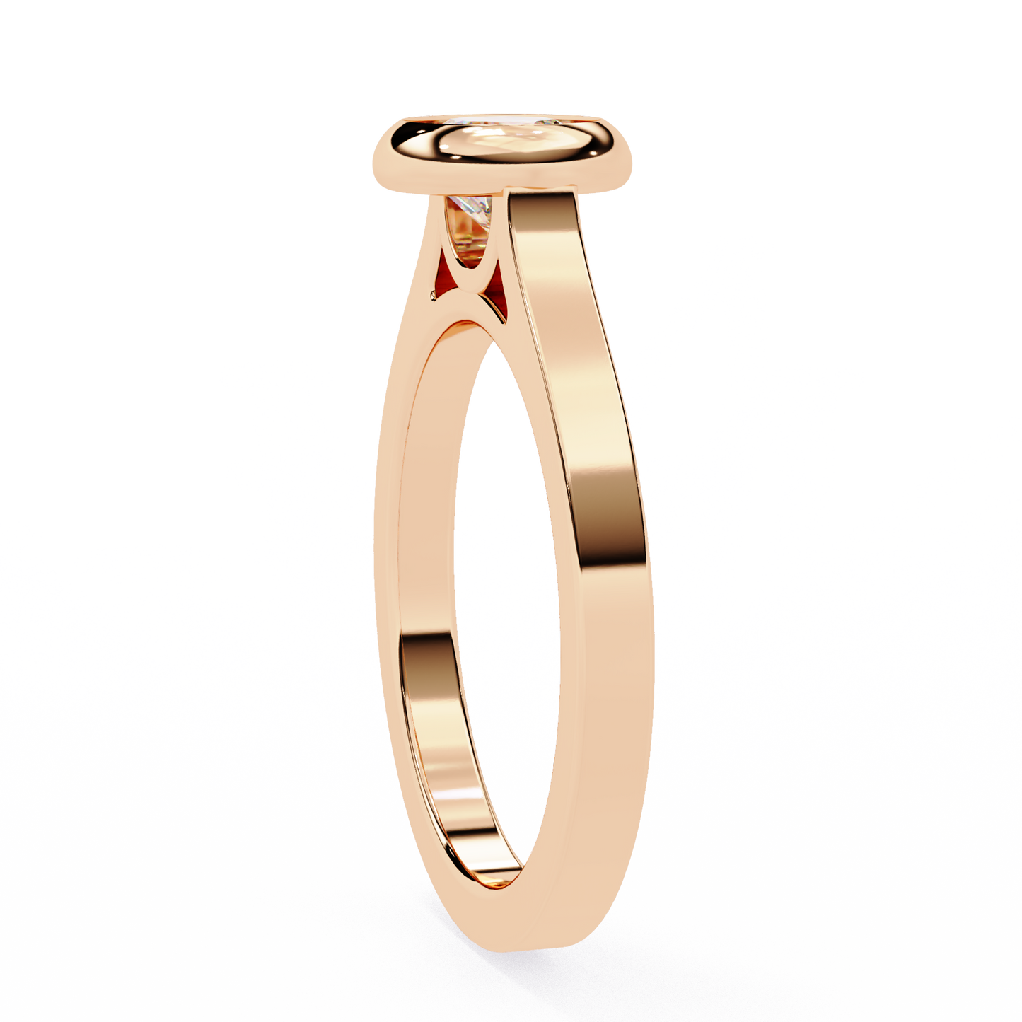 Round Cut Lab Diamond Bezel Set Dainty Solitaire Ring