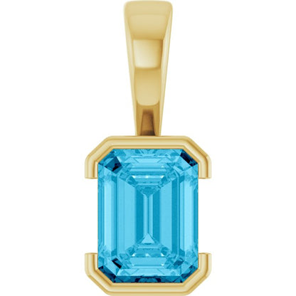 14K Rose Lab-Grown Aqua Sapphire Pendant