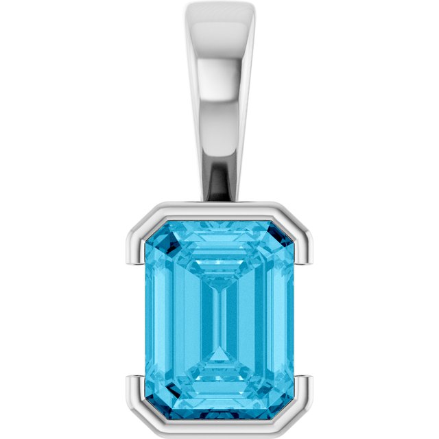 14K Rose Lab-Grown Aqua Sapphire Pendant
