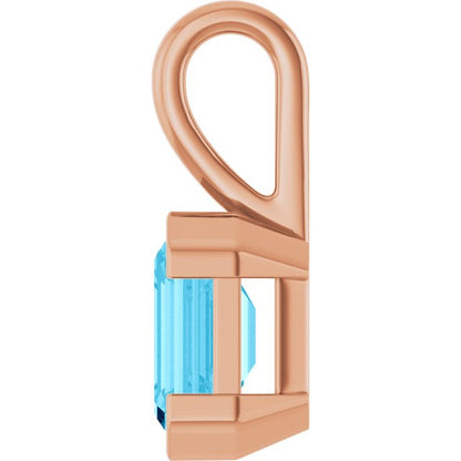 14K Rose Lab-Grown Aqua Sapphire Pendant