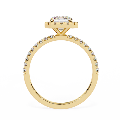 Radiant And Round Cut lab Grown Diamond And 10k Unique Art Deco Ring For Surprise Gifted