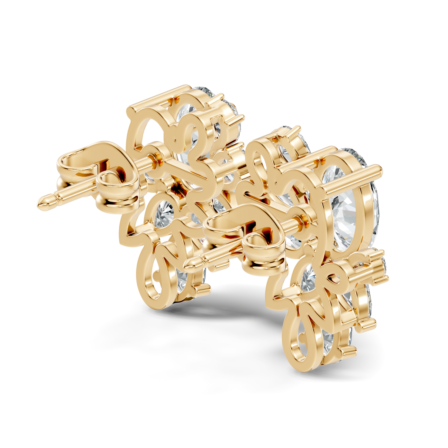 Oval and Pear Cut Lab Grown Diamond Unique Prong Stud Earring