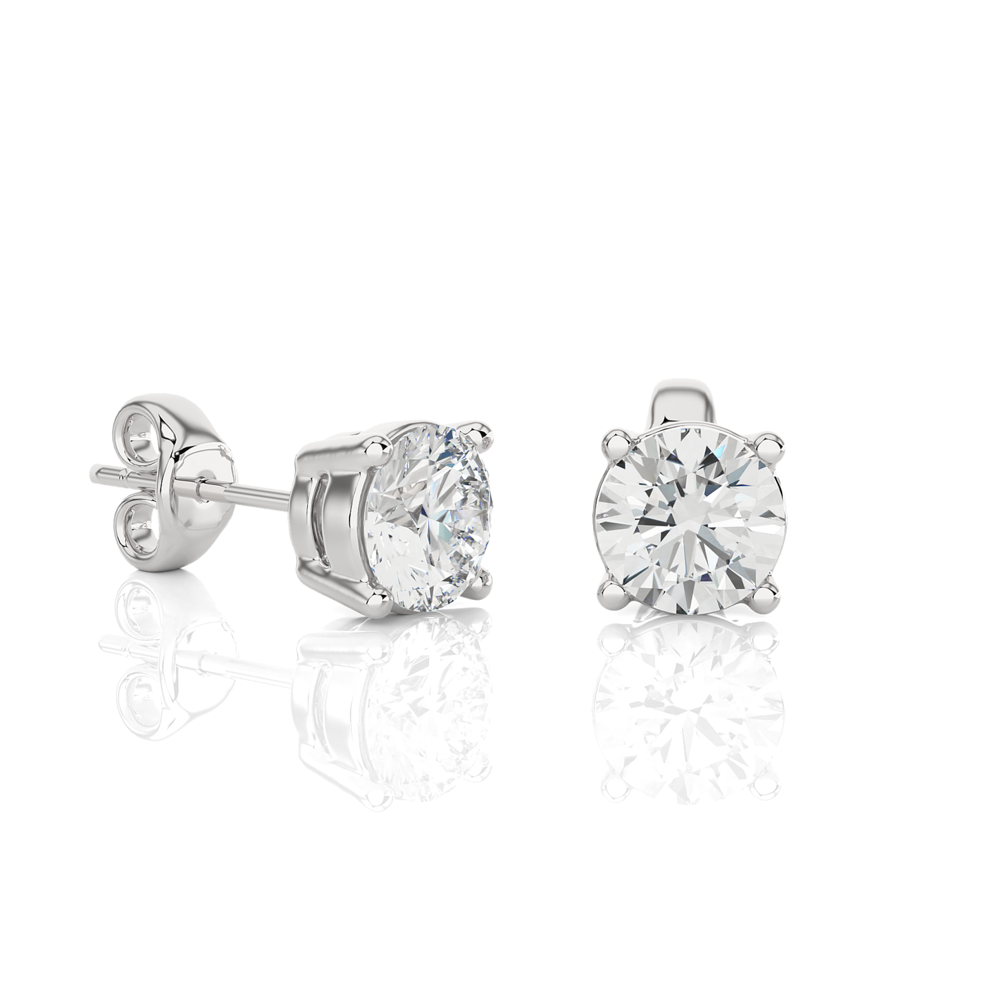 14K Yellow Gold Round Brilliant Cut Diamond Earrings