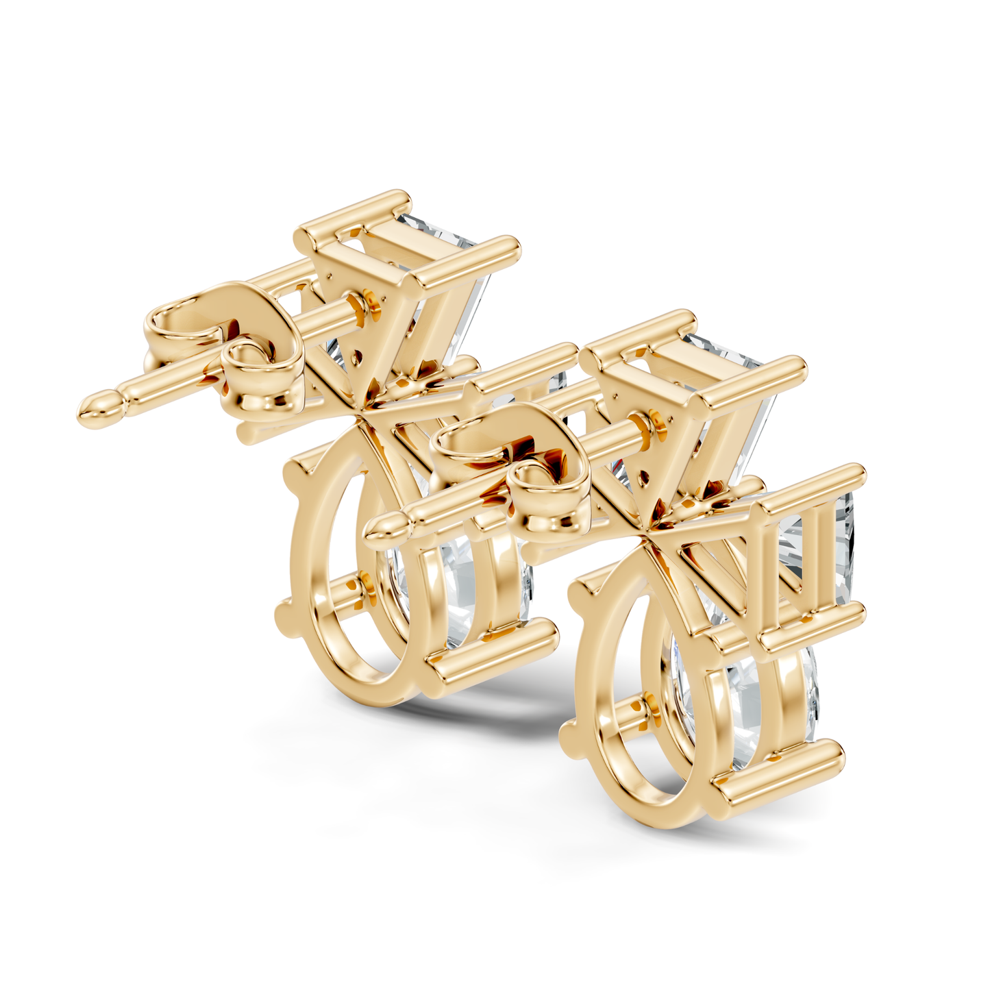 Triangle & Pear Lab Grown Diamond Vinatge Stud Earring