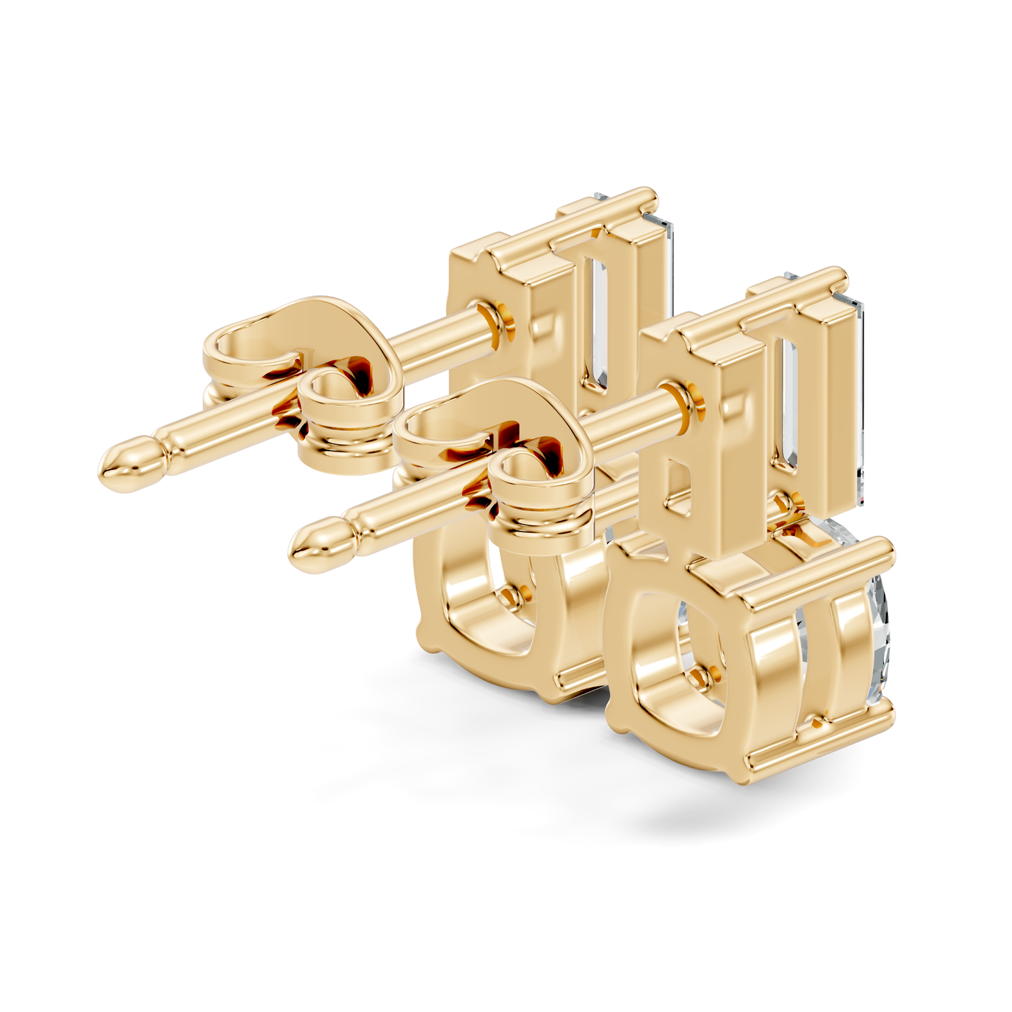Baguette & Cushion Cut Studs Prong Set Lab grown Diamond Earring