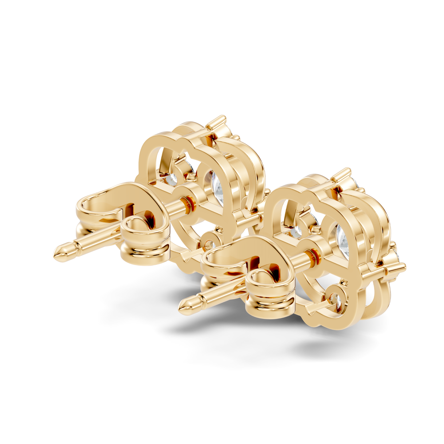 Round Cut Lab Grown Diamond Floral Cluster Square Stud Earring