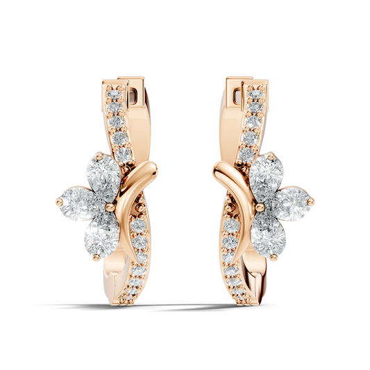 Pear and Round Cut Lab Grown Diamond Hinged Hoop Earring
