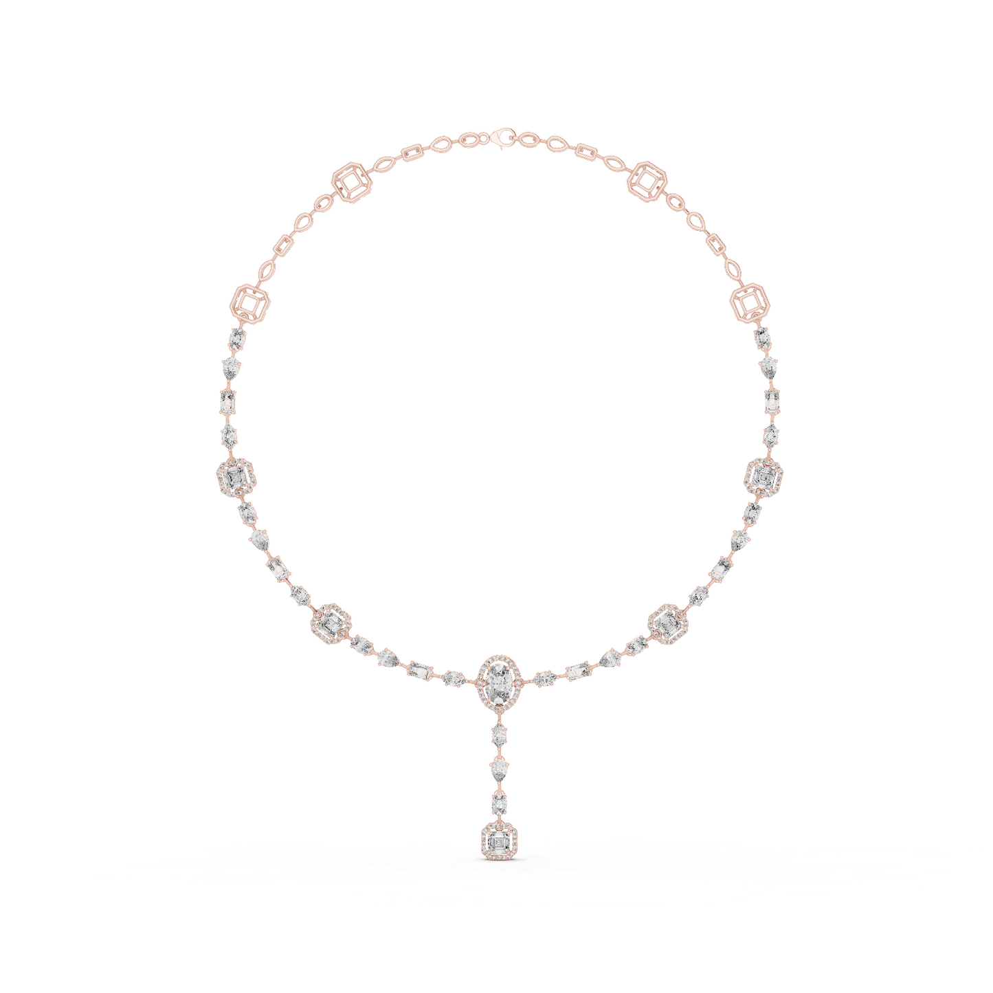 10k Solid Gold White Gold All Shapes Lab Grown Diamond Daily Wear Diamond Necklace For You - HIGHCARAT DIAMONDS