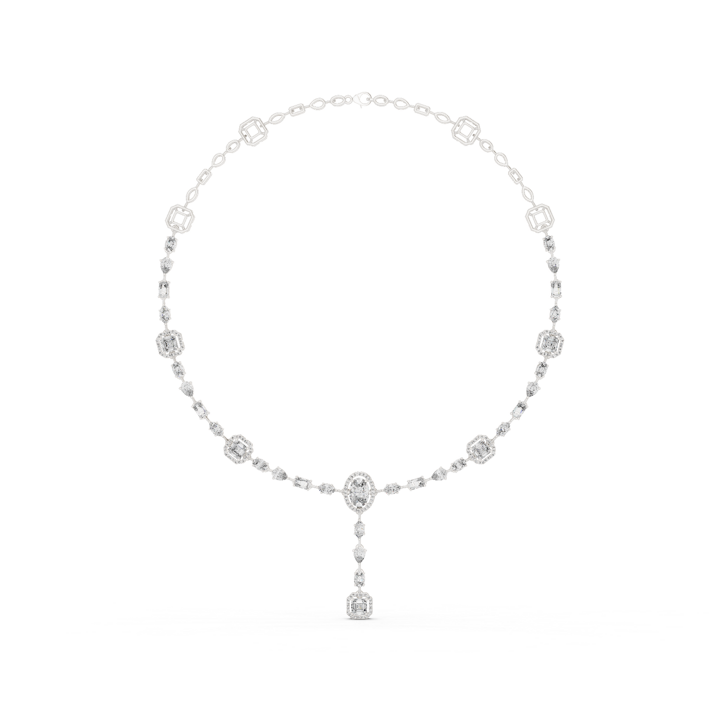 10k Solid Gold White Gold All Shapes Lab Grown Diamond Daily Wear Diamond Necklace For You - HIGHCARAT DIAMONDS