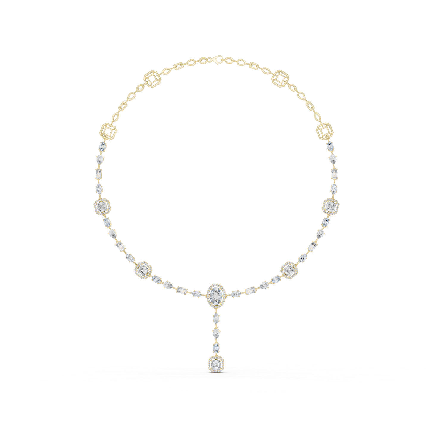 10k Solid Gold White Gold All Shapes Lab Grown Diamond Daily Wear Diamond Necklace For You - HIGHCARAT DIAMONDS