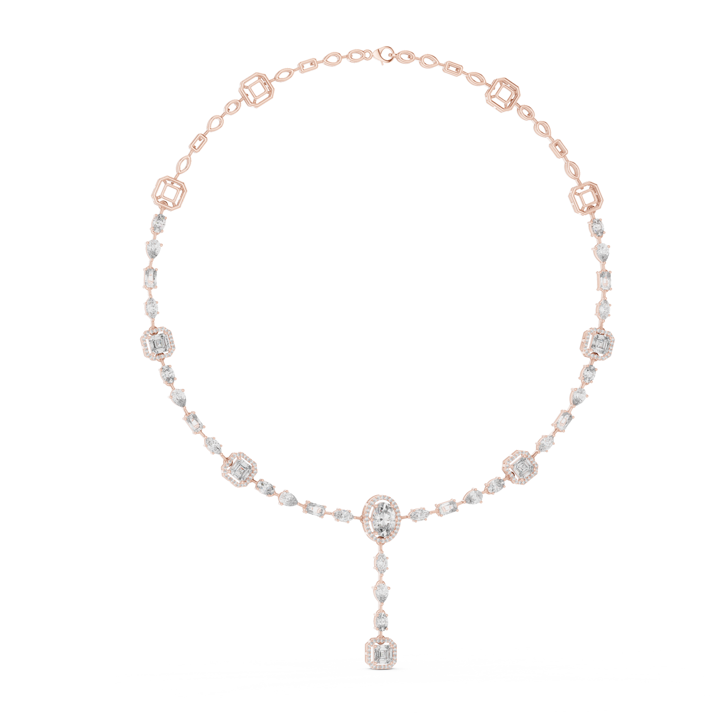 10k Solid Gold White Gold All Shapes Lab Grown Diamond Daily Wear Diamond Necklace For You - HIGHCARAT DIAMONDS
