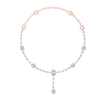 10k Solid Gold White Gold All Shapes Lab Grown Diamond Daily Wear Diamond Necklace For You - HIGHCARAT DIAMONDS