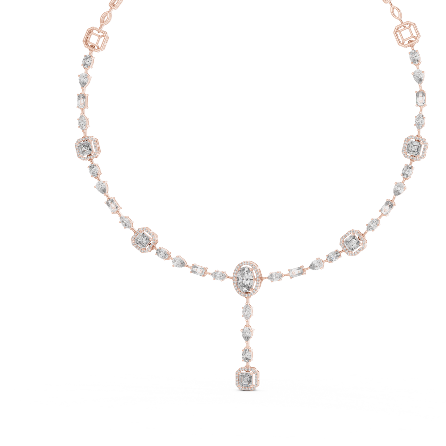10k Solid Gold White Gold All Shapes Lab Grown Diamond Daily Wear Diamond Necklace For You - HIGHCARAT DIAMONDS
