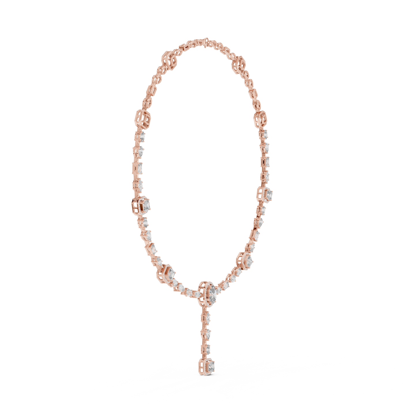 10k Solid Gold White Gold All Shapes Lab Grown Diamond Daily Wear Diamond Necklace For You - HIGHCARAT DIAMONDS