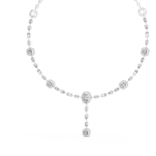 10k Solid Gold White Gold All Shapes Lab Grown Diamond Daily Wear Diamond Necklace For You - HIGHCARAT DIAMONDS