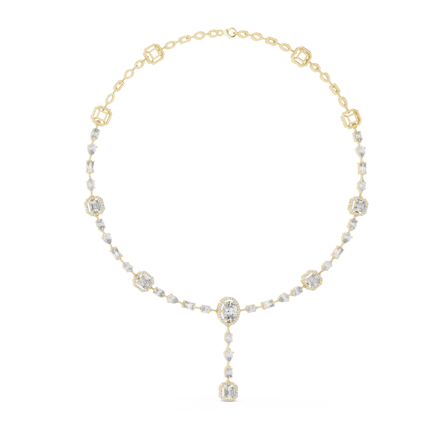 10k Solid Gold White Gold All Shapes Lab Grown Diamond Daily Wear Diamond Necklace For You - HIGHCARAT DIAMONDS