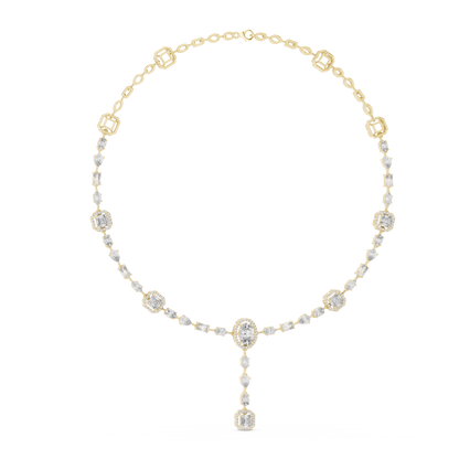 10k Solid Gold White Gold All Shapes Lab Grown Diamond Daily Wear Diamond Necklace For You - HIGHCARAT DIAMONDS
