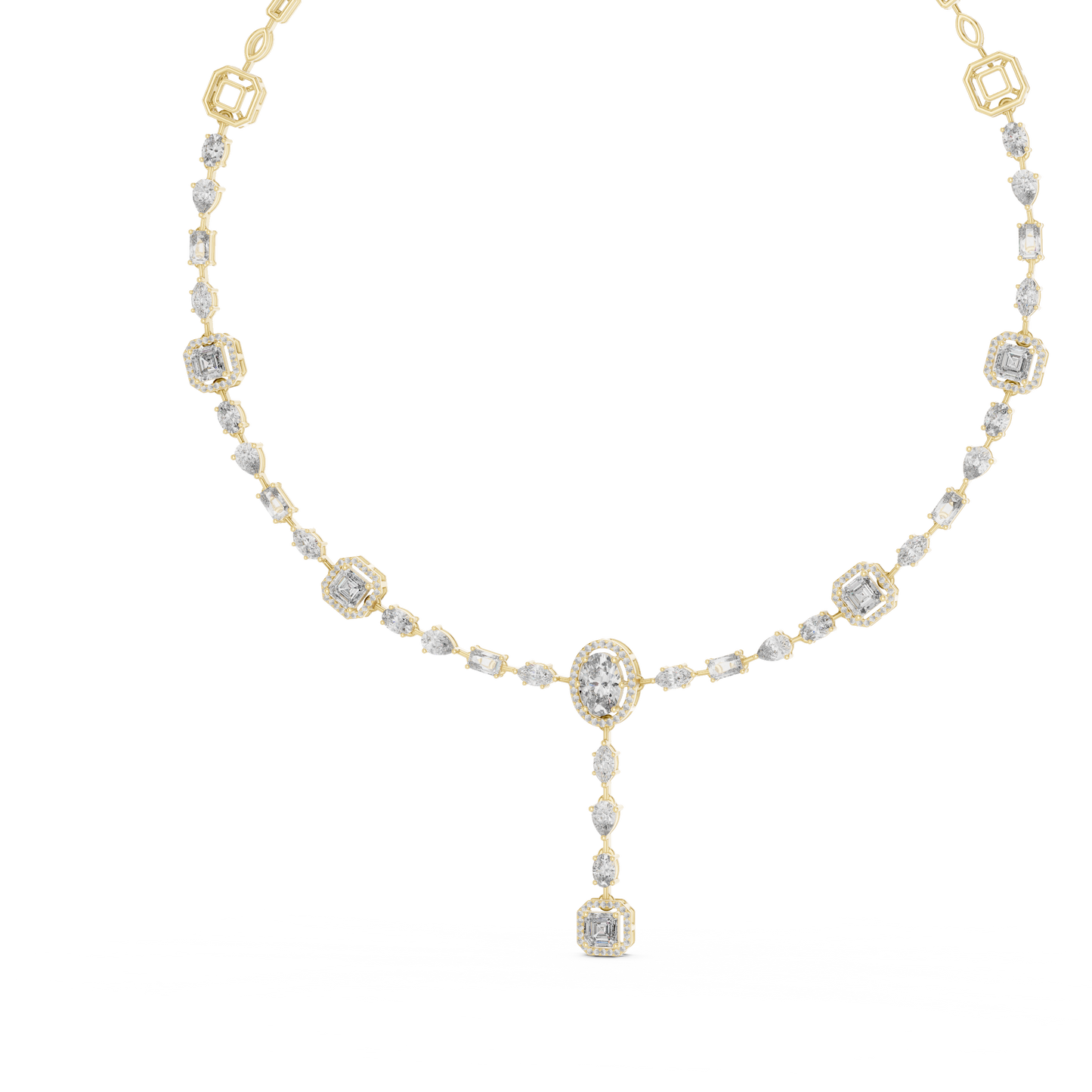 10k Solid Gold White Gold All Shapes Lab Grown Diamond Daily Wear Diamond Necklace For You - HIGHCARAT DIAMONDS