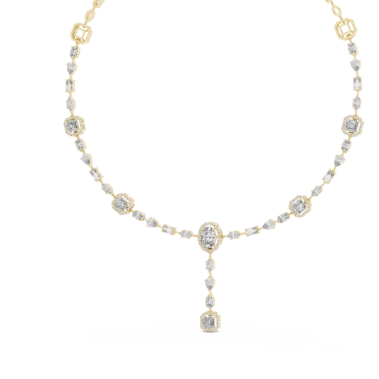 10k Solid Gold White Gold All Shapes Lab Grown Diamond Daily Wear Diamond Necklace For You - HIGHCARAT DIAMONDS
