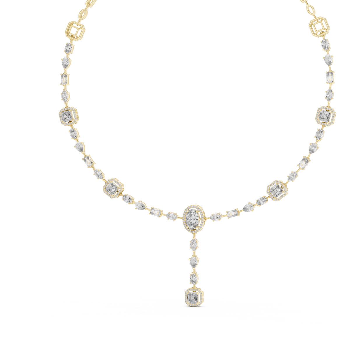 10k Solid Gold White Gold All Shapes Lab Grown Diamond Daily Wear Diamond Necklace For You - HIGHCARAT DIAMONDS