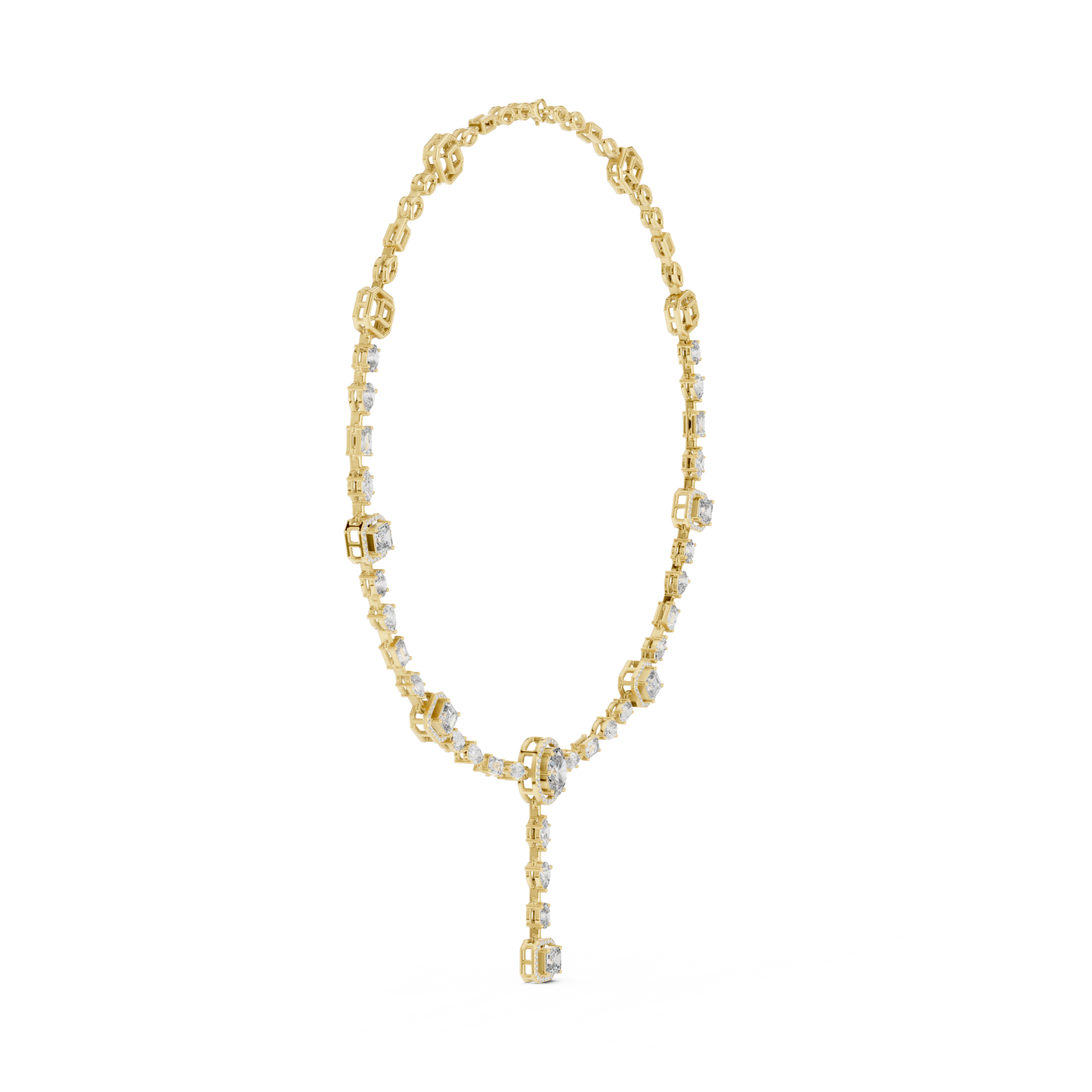 10k Solid Gold White Gold All Shapes Lab Grown Diamond Daily Wear Diamond Necklace For You - HIGHCARAT DIAMONDS
