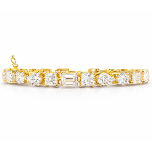 13.84Ct Multi Shape Diamond Minimalist  Antique Vintage Inspired Handcrafted Stunning Tennis Bracelet For Her - HIGHCARAT DIAMONDS