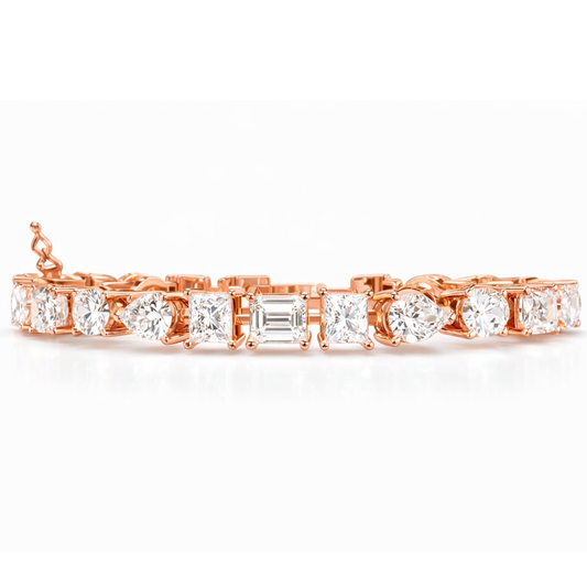 13.84Ct Multi Shape Diamond Minimalist  Antique Vintage Inspired Handcrafted Stunning Tennis Bracelet For Her - HIGHCARAT DIAMONDS