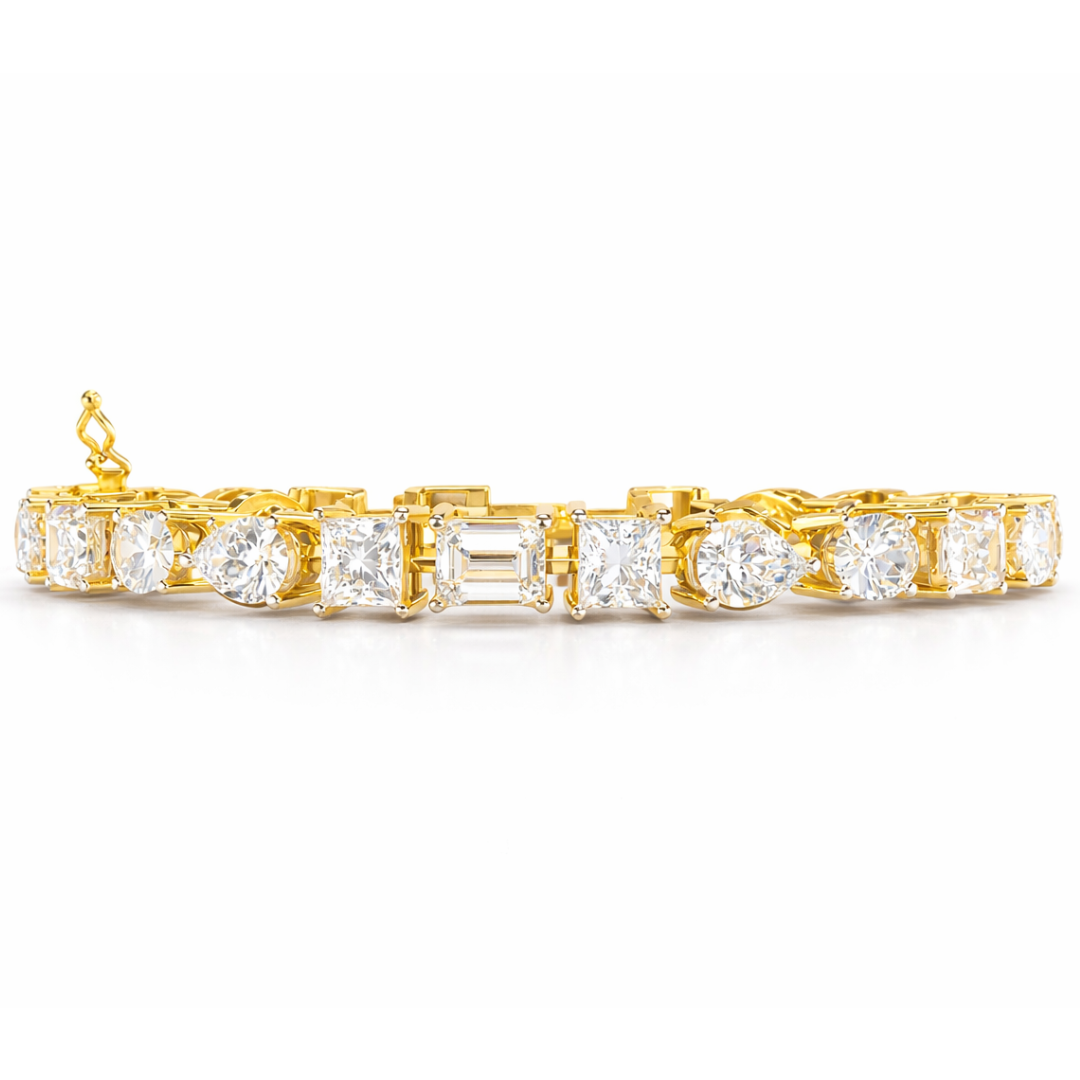 13.84Ct Multi Shape Diamond Minimalist  Antique Vintage Inspired Handcrafted Stunning Tennis Bracelet For Her - HIGHCARAT DIAMONDS